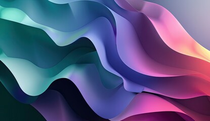 Colorful abstract waves flowing smoothly, creating a serene atmosphere with soft gradients
