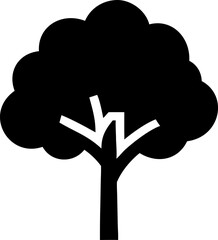 Simple flat illustration of a stylized tree with a wooden texture