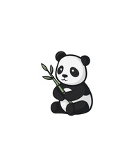 Fototapeta premium Cute panda holding bamboo