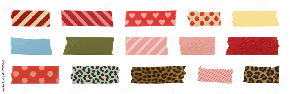 Poster png colorful patterned adhesive tapes, element set on transparent background