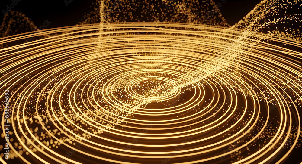 Poster vortex of innovation: a dynamic, conceptual representation of abstract technology. golden particle s