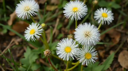 Common dandelion Taraxacum officinale faded flowers looks like snow ball, ripe cypselae fruits