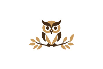 Fototapeta premium Owl perched on branch flat design