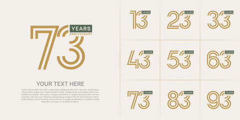 Anniversary logo type set with double line number. brown and green color can be use special moment