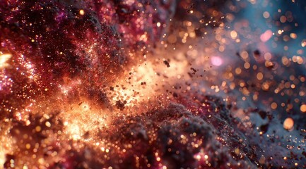 Fiery explosion of sparks and debris