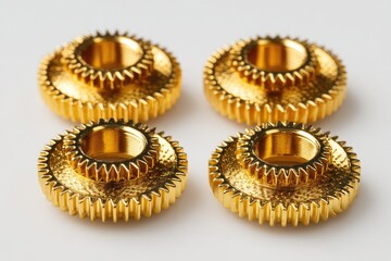 Four golden gears arranged