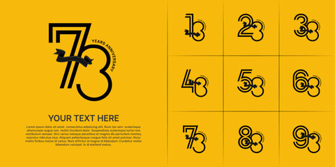 Anniversary logo type set with double line number. black color with ribbon can be use special moment