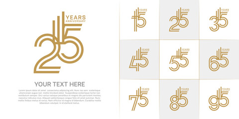 Anniversary logo type set with double line number. brown color can be use special moment
