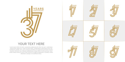 Anniversary logo type set with double line number. brown color can be use special moment