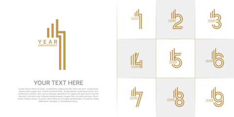 Anniversary logo type set with double line number. brown color can be use special moment