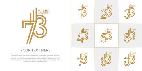 Anniversary logo type set with double line number. brown color can be use special moment