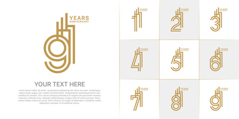 Anniversary logo type set with double line number. brown color can be use special moment