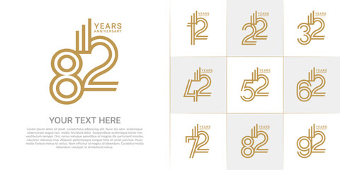 Anniversary logo type set with double line number. brown color can be use special moment