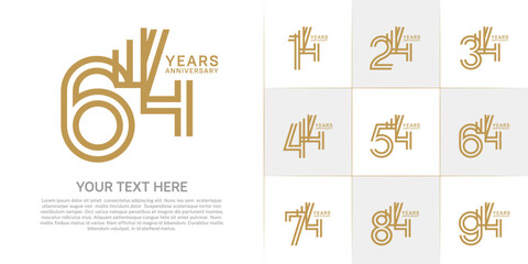 Anniversary logo type set with double line number. brown color can be use special moment