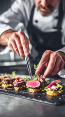 Chef Plating Gourmet Dish – AI Generative