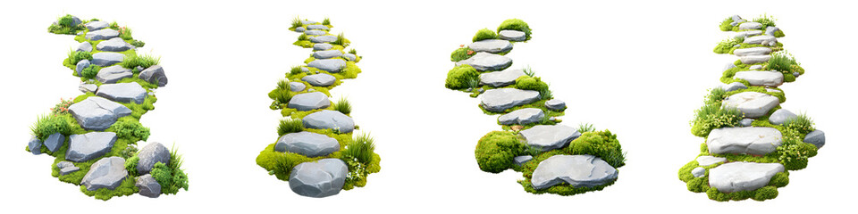 Stone Path Collection: Garden Stepping Stones on White