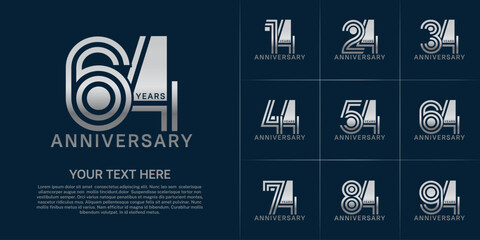 Anniversary set design with double line number. silver color for celebration event