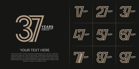 Anniversary set design with double line number. brown and white color for celebration event
