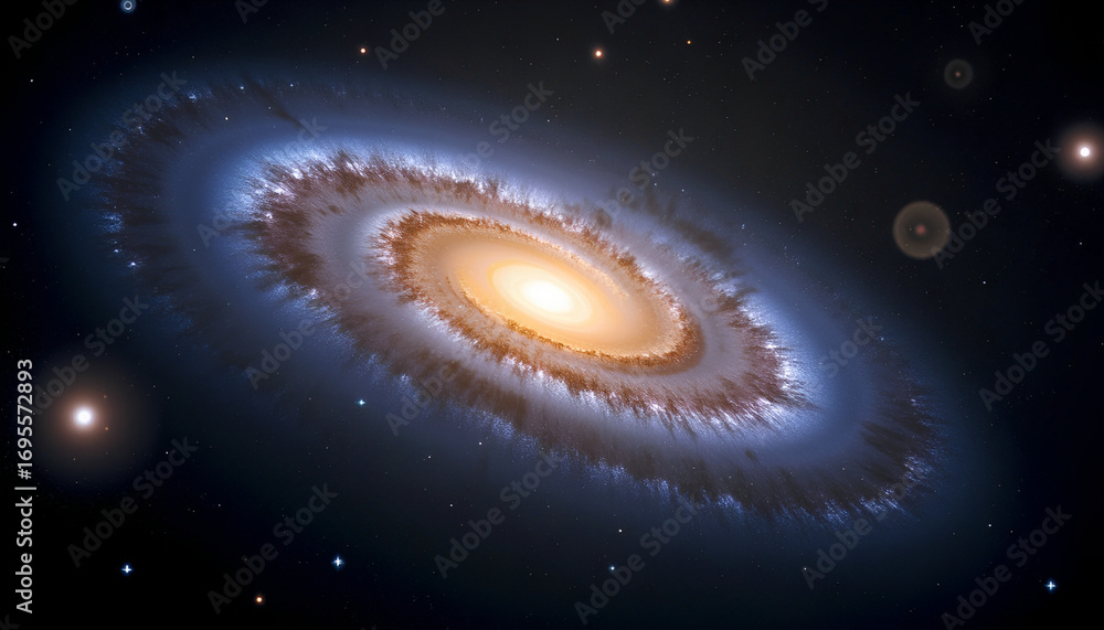 Wall mural stunning spiral galaxy with glowing core in deep space