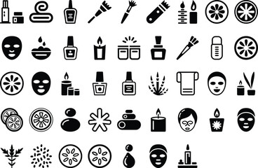 Fototapeta premium Professional spa and beauty icons for wellness and self-care inspiration