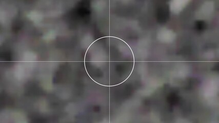 10 second digital countdown timer animation inside circle with cross hairs, glowing numeric display on blurred dark background, futuristic HUD interface