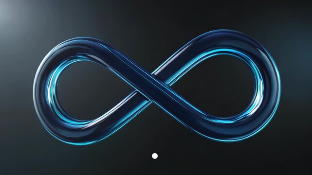 a close up of a blue and black infinity symbol with a white dot