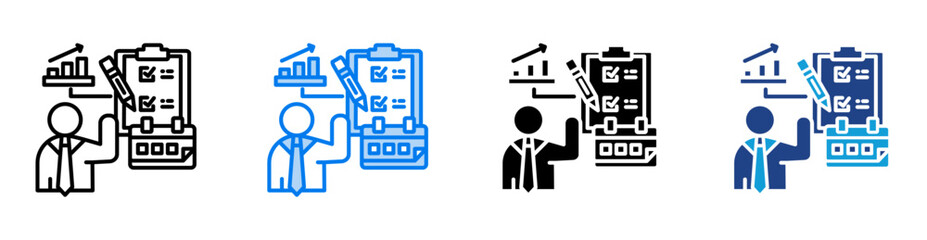 Planning icon set multiple style collection