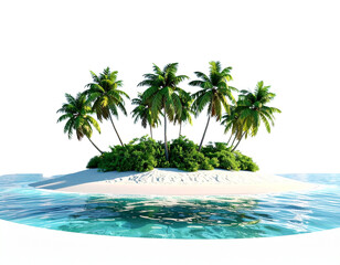 Minimalist White Tropical Island with Palm Trees