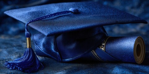 A close-up view of a graduation cap and diploma, signifying the completion of education.