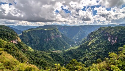 Naklejka premium Lush valley view from high vantage