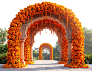 Traditional Festive Marigold Flower Gate Archway