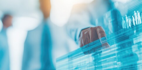 Businessperson interacting with a digital interface