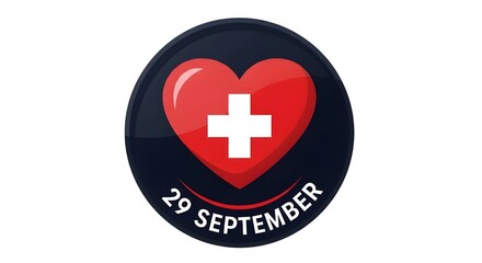 World Heart Day illustration with a heart and text 29 September on white background
