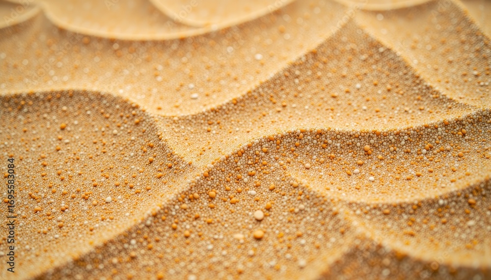 Poster close-up of textured desert sand showcasing intricate wind-blown patterns and fine granules illumina