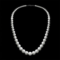 "Elegant Pearl Necklace &ndash; Luxury Jewelry on Black Background"