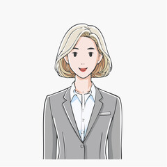 Confident blonde businesswoman in stylish suit ready for corporate success, vector graphic
