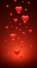 Falling Red Hearts Background.