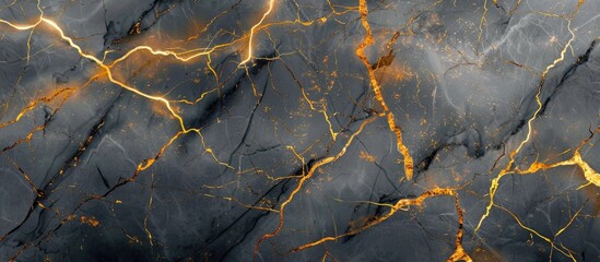 Fototapeta premium Elegant black marble with golden veins, showcasing natural patterns and textures