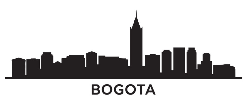 Bogota skyline silhouette. Landscape Bogota, Colombia. Vector illustration. Vector black silhouette. with white background