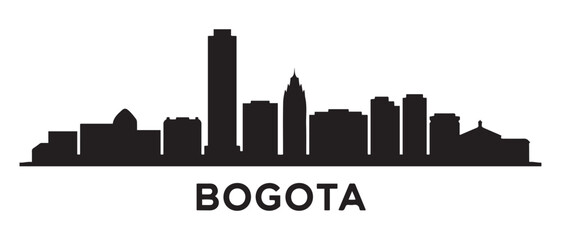Obraz premium Bogota skyline silhouette. Landscape Bogota, Colombia. Vector illustration. Vector black silhouette. with white background