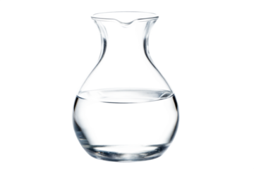Clear glass carafe with fresh water isolated on a transparent background liquid beverage