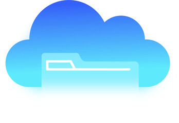 Cloud Storage Icon With Folder And Blue Cloud Symbol Glassmorphism Effect