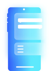 Smartphone Icon With Chat App And Menu On Screen Glassmorphism Effect