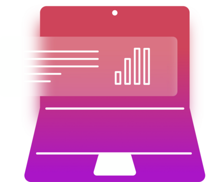 Laptop Icon With Data Analytics Chart And Glassmorphism Effect