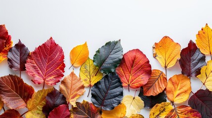 Fototapeta premium Beautiful Decorative Frame of Vibrant Autumn Leaves on White Background