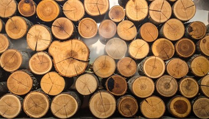 Stacked Logs in Sunlight