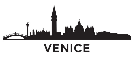 Venice skyline silhouette. Black Venice city design. Vector black silhouette. with white background © Nargis