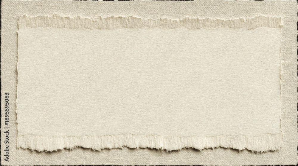 Poster blank textured paper with torn edges placed on a table for creative art and design projects during d