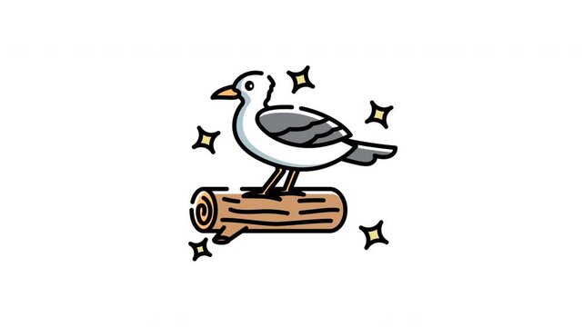 Animation of seagull cartoon video