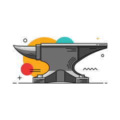 Bold anvil graphic with vibrant color accents offers a modern industrial edge for your projects